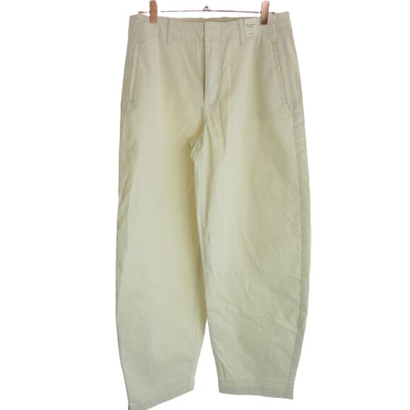 NWT Abercrombie & Fitch Cream Wide Leg Minimalist Pants 27 - Picture 1 of 7